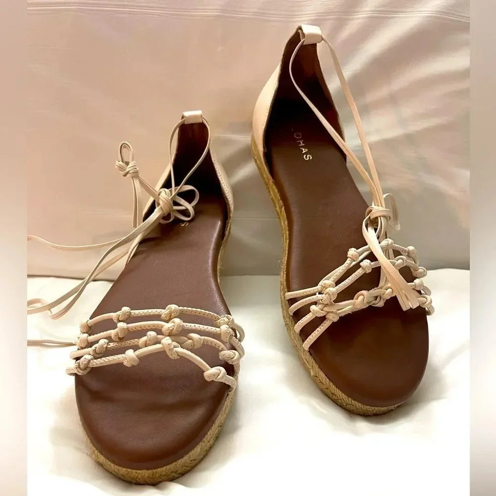 NWOB Alohas Wanderer Espadrille Sandals- White - size 40 U.S size 9.5